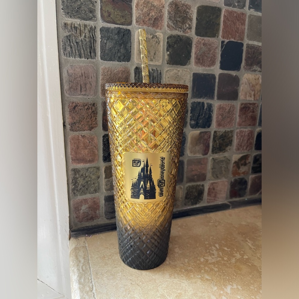 Disney Starbucks 2024 Cinderella Castle Gold and Black Tumbler NWOT